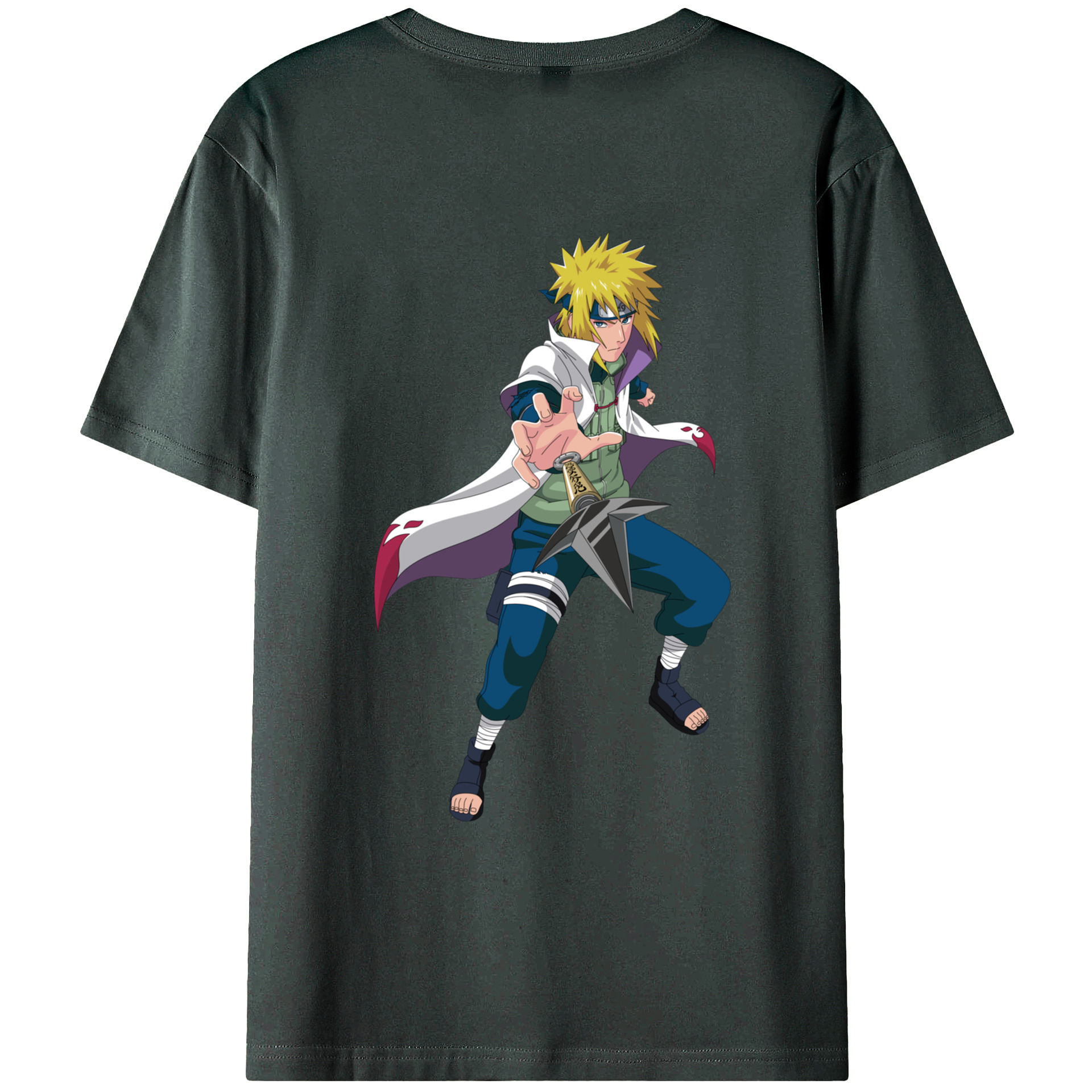 （画像用） NARUTO -ナルト- 波風 ミナト Namikaze Minato 綿100％ メンズ半袖Tシャツ（バックプリント） 通気性
